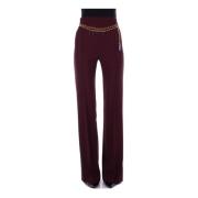 Bordeaux Slim Broek met Logo Hanger Elisabetta Franchi , Purple , Dame...