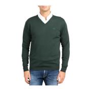 V-hals Heren Pullover met Geborduurd Logo La Martina , Green , Heren