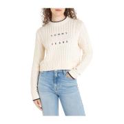 Witte Bubble Cable Sweater Tommy Jeans , White , Dames