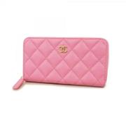 Pre-owned Leather wallets Chanel Vintage , Pink , Dames