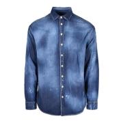 Katoen Elastaan Overhemd Dsquared2 , Blue , Heren