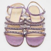 Pre-owned Leather sandals Chanel Vintage , Purple , Dames