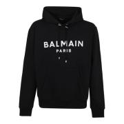 Print Hoodie met Voorzak Balmain , Black , Heren