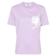 Lila T-shirt met unieke stijl Msgm , Purple , Dames