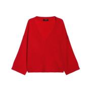 Kasjmier Oversized V-Hals Sweater Rood Max Mara Weekend , Red , Dames