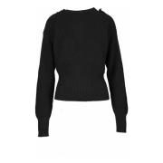 Katoen Wolmix Gebreide Top Pennyblack , Black , Dames