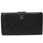 Pre-owned Leather wallets Chanel Vintage , Black , Dames