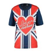 Katoenen T-shirt met Stijlvol Ontwerp Love Moschino , Blue , Dames