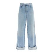 Wijde Pijp Distressed Denim Jeans Agolde , Blue , Dames