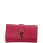 Pre-owned Leather clutches Saint Laurent Vintage , Pink , Dames