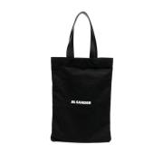 Zwarte Logo Print Winkel Tas Jil Sander , Black , Dames