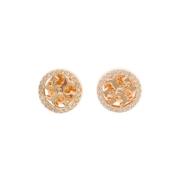 Rhinestone Logo Oorbellen in Goud Messing Tory Burch , Yellow , Dames