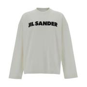 Witte Crewneck T-shirt met Logo Print Jil Sander , White , Heren