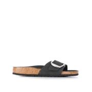 Zwarte leren Madrid sandalen Birkenstock , Black , Dames