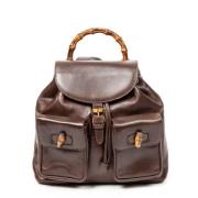 Pre-owned Leather backpacks Gucci Vintage , Brown , Dames