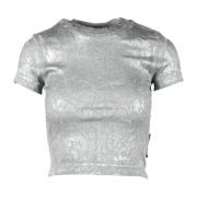 Katoen Elastaan T-shirt Diesel , Gray , Dames