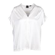 Zijde Blend Rekbare Gebreide Top Pinko , White , Dames