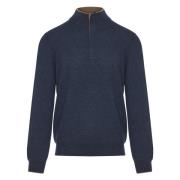 Luxe Half-Zip Gebreide Trui Gran Sasso , Blue , Heren