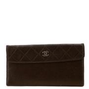 Pre-owned Leather wallets Chanel Vintage , Brown , Dames