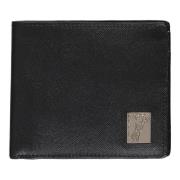 Flap-over Leren Portemonnee met Muntvak Versace , Black , Heren