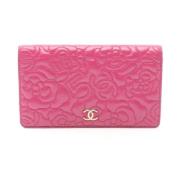 Pre-owned Leather wallets Chanel Vintage , Pink , Dames