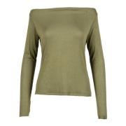 Elegante Viscose Elastaan Gebreide Top NIU , Green , Dames