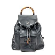 Pre-owned Leather backpacks Gucci Vintage , Blue , Dames