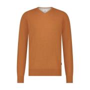 V-Neck Pullover Plai State of Art , Orange , Heren