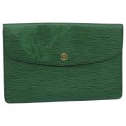 Pre-owned Leather clutches Louis Vuitton Vintage , Green , Dames