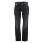 Klassieke Denim Jeans met Metalen Details Off White , Black , Heren