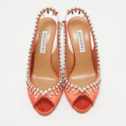 Pre-owned Satin heels Aquazzura Pre-owned , Orange , Dames