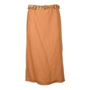 Elegante Linnen Rok Patrizia Pepe , Brown , Dames