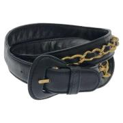 Pre-owned Leather belts Chanel Vintage , Black , Dames