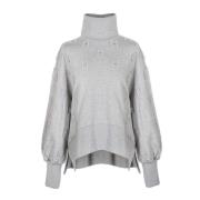 Grijze Melange Sweatshirt met Geborduurde Logo's Hést , Gray , Dames