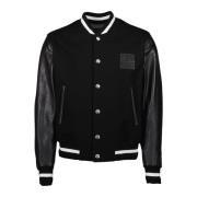 Zwarte leren bomber varsity jas Givenchy , Black , Heren