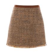 Tweed Mini Rok Franje Taille Valentino Garavani , Brown , Dames