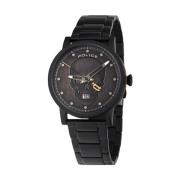 Zwarte Leren Quartz Horloge Police , Black , Heren