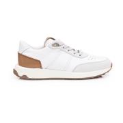 Witte leren sneakers met suède inzetstukken Tod's , White , Heren