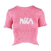 Katoenen T-shirt Msgm , Pink , Dames