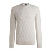 Witte Crew Neck Sweater Regular Fit Hugo Boss , White , Heren