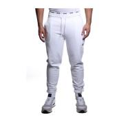 Witte katoenen sweatpants met geribbelde taille Gcds , White , Heren