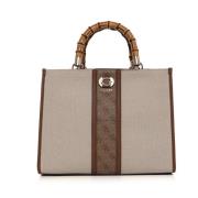 Bamboe Medium Tas met Handvatten Guess , Brown , Dames