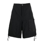 Zwarte cargoshorts met trekkoord Ten C , Black , Heren