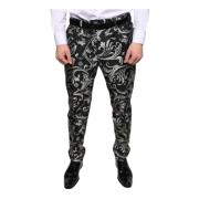 Zwarte Jacquard Logo Skinny Jurk Broek Dolce & Gabbana , Black , Heren