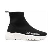 Zwarte platte schoenen met logodetail Love Moschino , Black , Dames