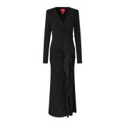 Elegante Maxi Jurk met V-Hals Cras , Black , Dames