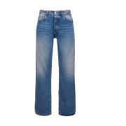 Wijde Pijp Lage Taille Jeans met Zakken Icon Denim , Blue , Dames