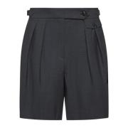 Grijze Wollen Blend Shorts met Bandjes Brunello Cucinelli , Gray , Dam...