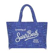 Tweed Medium Tas met Franjes MC2 Saint Barth , Blue , Dames