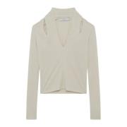 V-hals Sweater met Schouderopening IRO , White , Dames